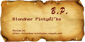 Blondner Pintyőke névjegykártya
